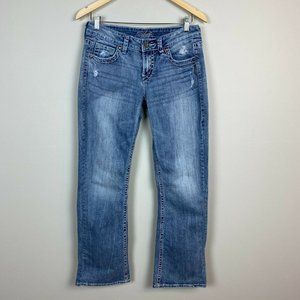 Silver Jeans Eden‎ Low Rise Bootcut Distressed Light Wash Denim Stretch